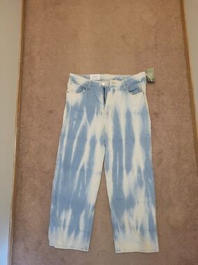 H&M Tie-Dye Light Blue & White Wide-Leg Jeans
